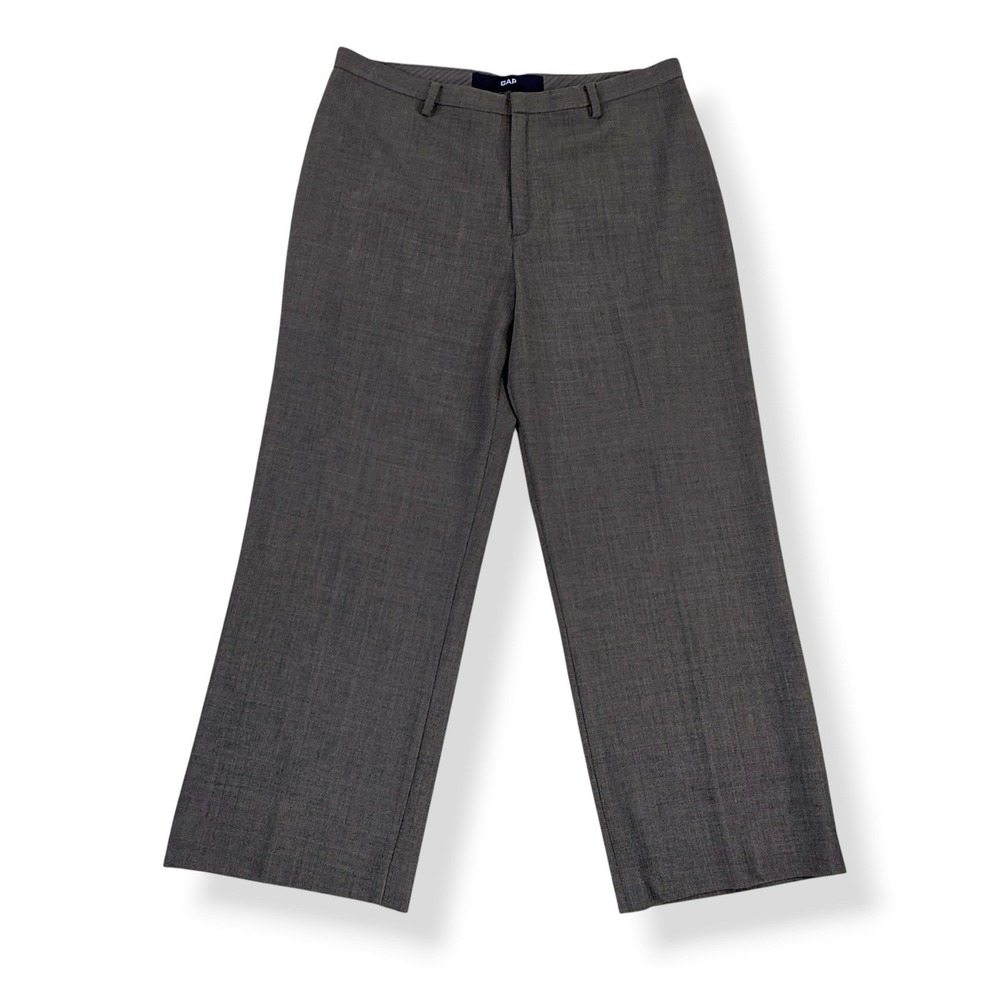 Gap Pants Women 10 (30x24) Gray Wide Cropped Wool Blend Trouser Y2K